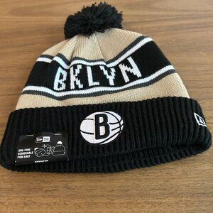 NWT Brooklyn Nets NBA Pom Knit Beanie Hat New Era